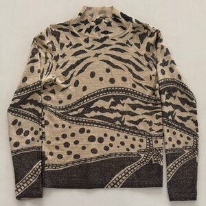 Stylish Mock Turtleneck Sweater with Artistic Patterns